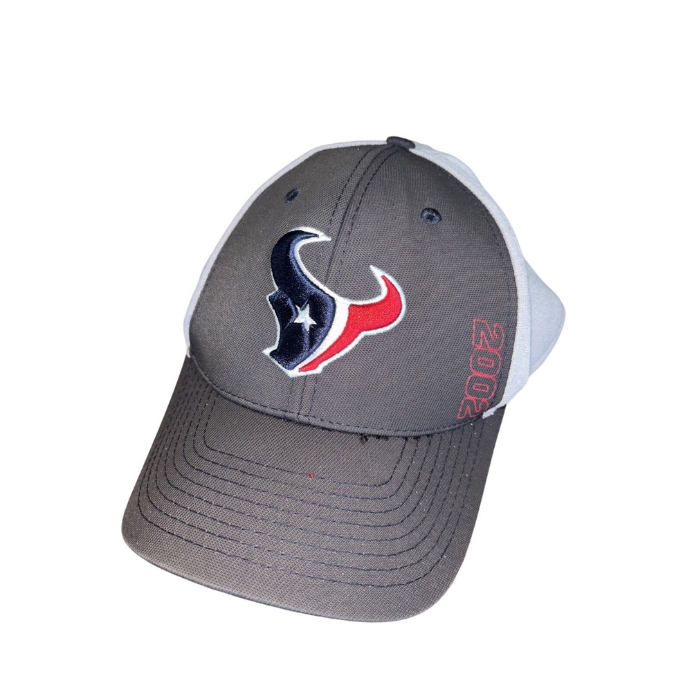 NFL Houston Texans 2002 Inaugural Season Hat Grey White Stretch Fit Cap Mens‎